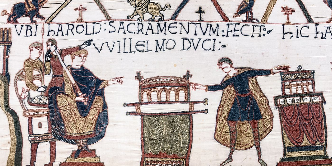 Harold swears an oath to Duke William (Bayeux Tapestry)